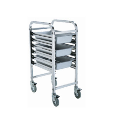 Stainless Steel 1/1 GN Single Trolley, Low With Platform