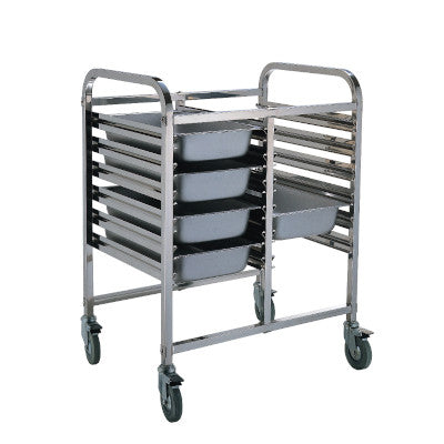 Stainless Steel 1/1 GN Double Trolley, Low With Platform