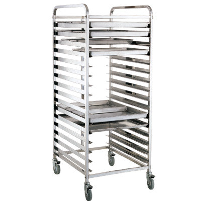 Stainless Steel 2/1 GN Single Trolley, High With Platform