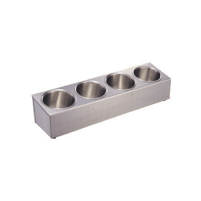 Stainless Steel 4 Compartment Sauce Condiment Holder, Round Container
