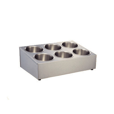 Stainless Steel 6 Compartment Sauce Condiment Holder, Round Container
