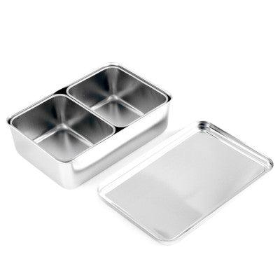 Stainless Steel 2 Compartment Condiment Container With Cover