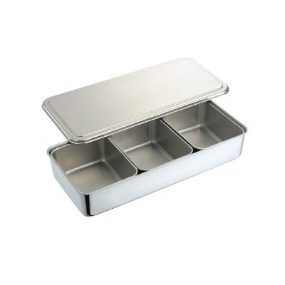 Stainless Steel 3 Compartment Condiment Container With Cover