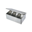Stainless Steel 3 Compartment Condiment Box, Hinged Lid