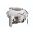 Gourmet Steel Stainless Steel Round Chafing Dish With Insert & Frame, Stainless Steel Clear Lid