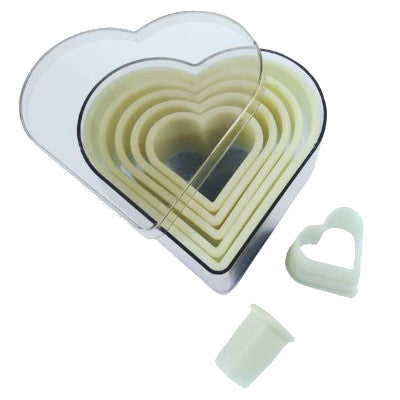 Gourmet Steel Polypropylene Heart Shape Cutter, Set of 7pcs