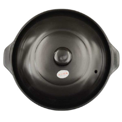 Earthenware Claypot Casserole W Lid, Plain Charcoal Design