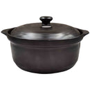 Earthenware Claypot Casserole W Lid, Plain Charcoal Design