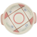 Earthenware Claypot Casserole W Lid, Red Checkered Design