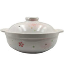 Earthenware Claypot Casserole W Lid, Red Blossom Design