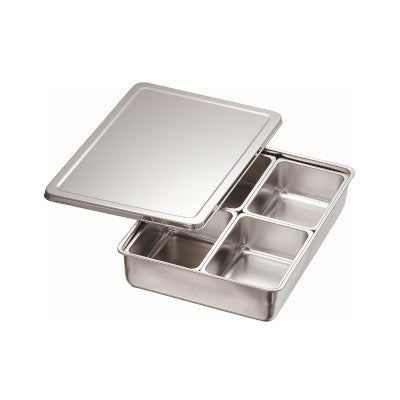 Stainless Steel 4 Compartment Condiment Container, Rectangular