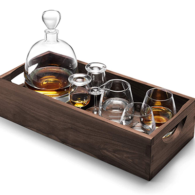 LSA Islay Whiskey Connoisseur Set With Walnut Tray