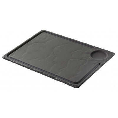Revol Basalt Rectangular Steak Plate With Indent, Matt Slate