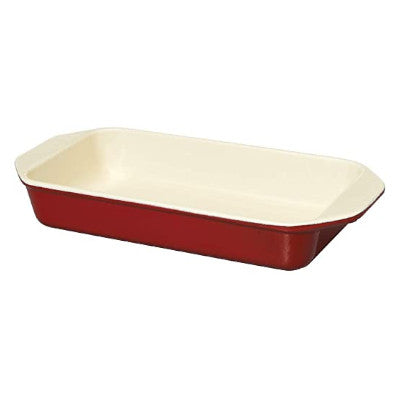 Chasseur Cast Iron Rectangular Baking Dish With Wide Handle, Red