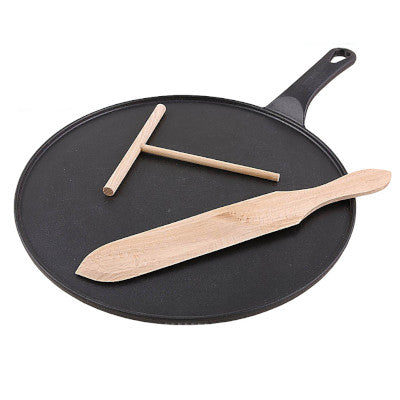 Chasseur Cast Iron Round Crepe Pan Griddle With Handle, Black