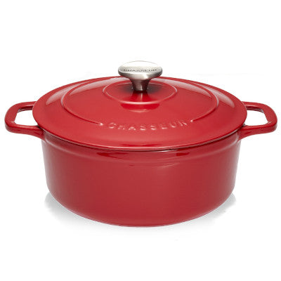 Chasseur Cast Iron Round Mini Casserole With Cover, Red With Cream Inner Layer