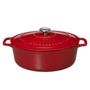 Chasseur Cast Iron Oval Casserole With Cover, Red With Cream Inner Layer