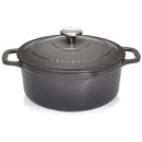 Chasseur Cast Iron Round Casserole With Cover, Caviar With Black Inner Layer