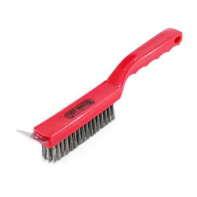 Stainless Steel Bristle Hand Held Plastic Grill Brush With Scraper Blade