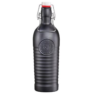 Bormioli Rocco Officina Glass Bottle With Cap, Charcoal Grey