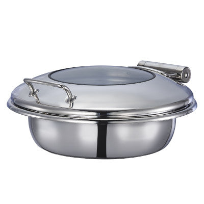 Gastro COSMO Stainless Steel Induction Round Small Chafing Dish With Insert, Glass Lid