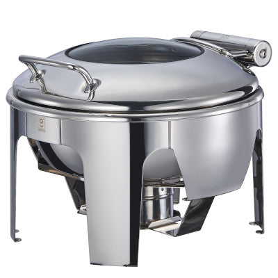 Gastro COSMO Stainless Steel Induction Round Large Chafing Dish With Insert, Glass Lid